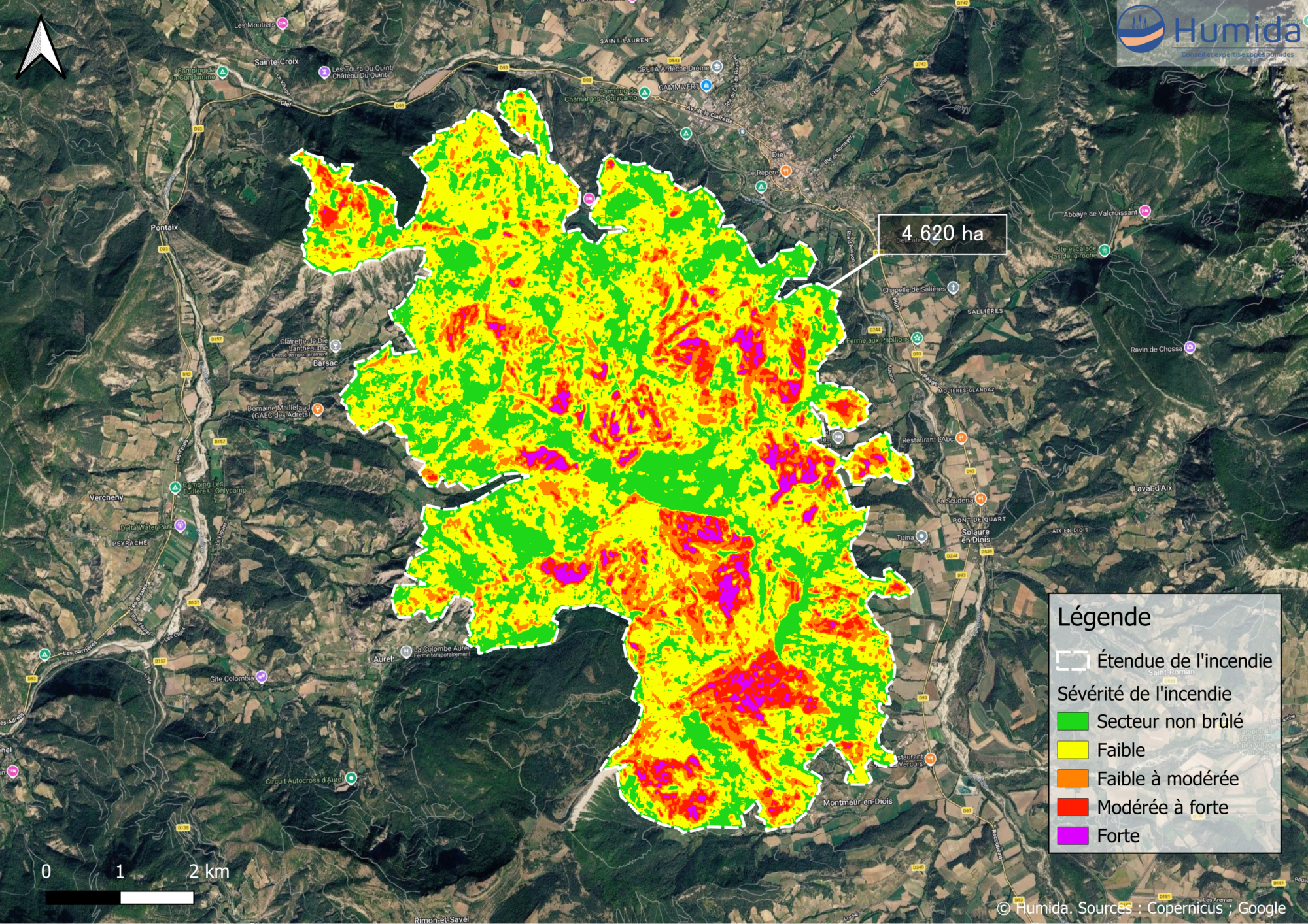 Les images satellites pour comprendre l’ampleur de l’incendie de Die 20 die